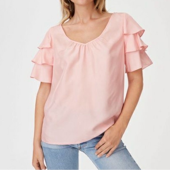 Club Monaco Flutter Sleeve Silk Blouse size XS - Picture 5 of 5